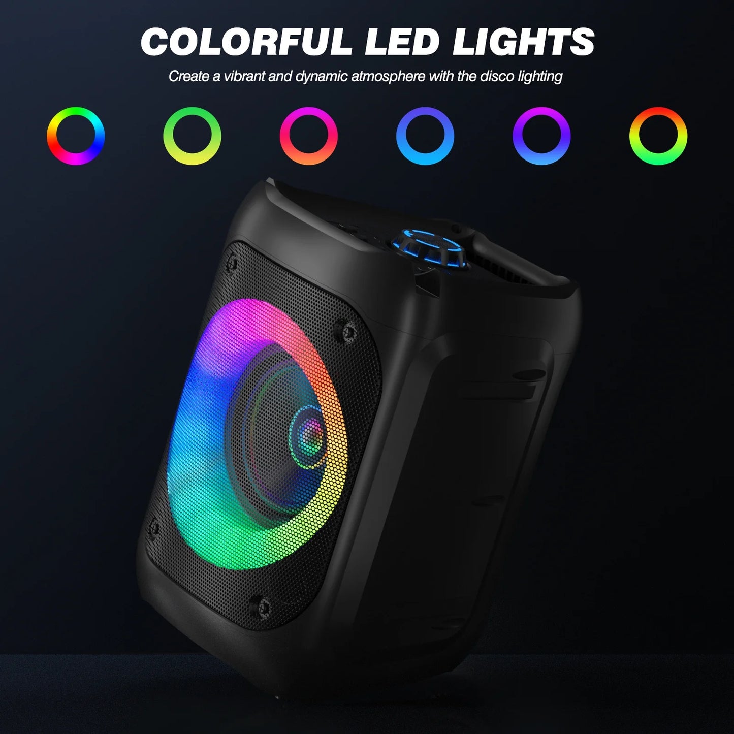 RGB Lights Karaoke Machine with Two Microphones