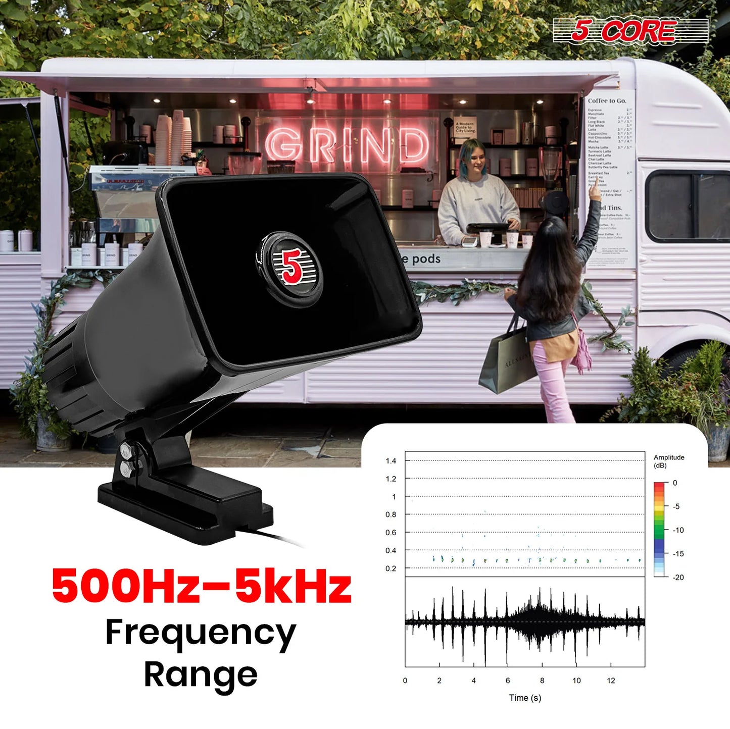 5Core Indoor Outdoor PA Horn Speaker 6 X 4 Inch Loud PA System 8Ohm 50W Loud Siren