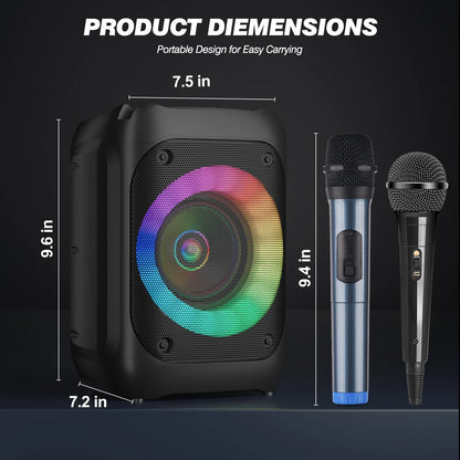 RGB Lights Karaoke Machine with Two Microphones