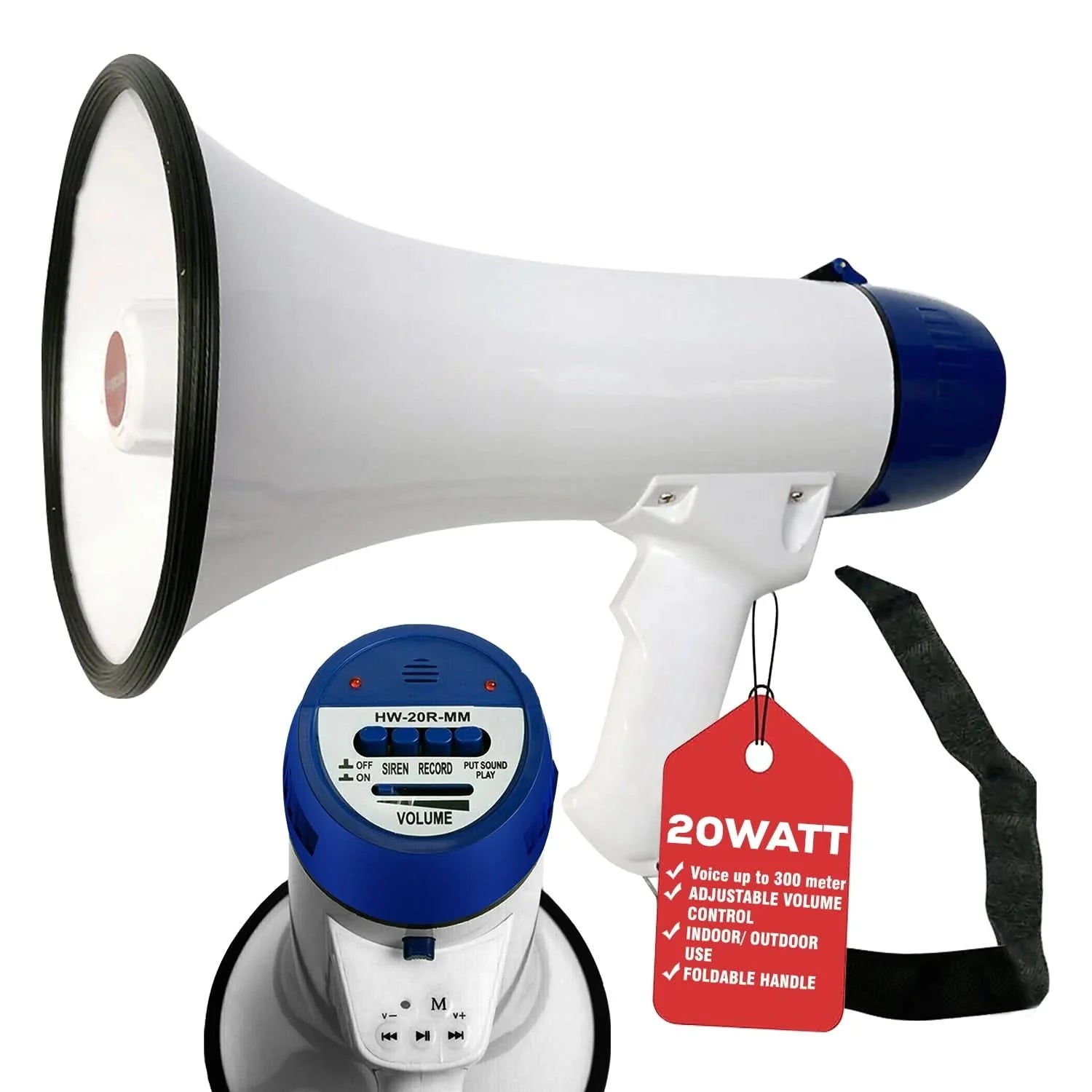 5Core Megaphone Bullhorn Speaker 20W Bull Horn Battery Power Cheer Megafono Loudspeaker