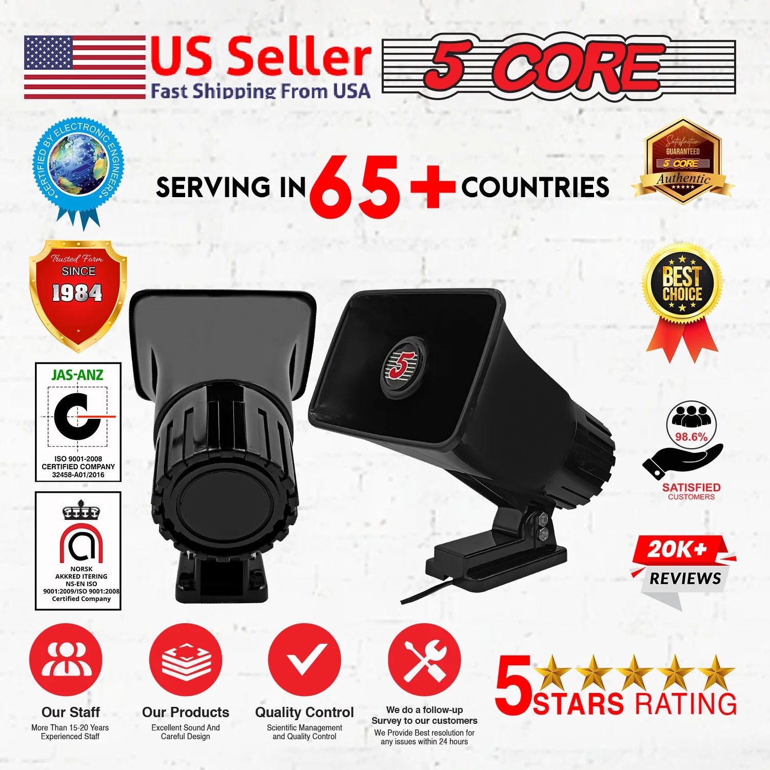 5Core Indoor Outdoor PA Horn Speaker 6 X 4 Inch Loud PA System 8Ohm 50W Loud Siren