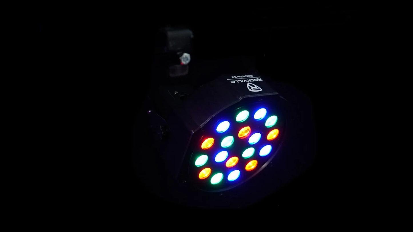 (2)  Rockpar50 LED RGB Compact Par Can Dj/Club DMX Wash Lights