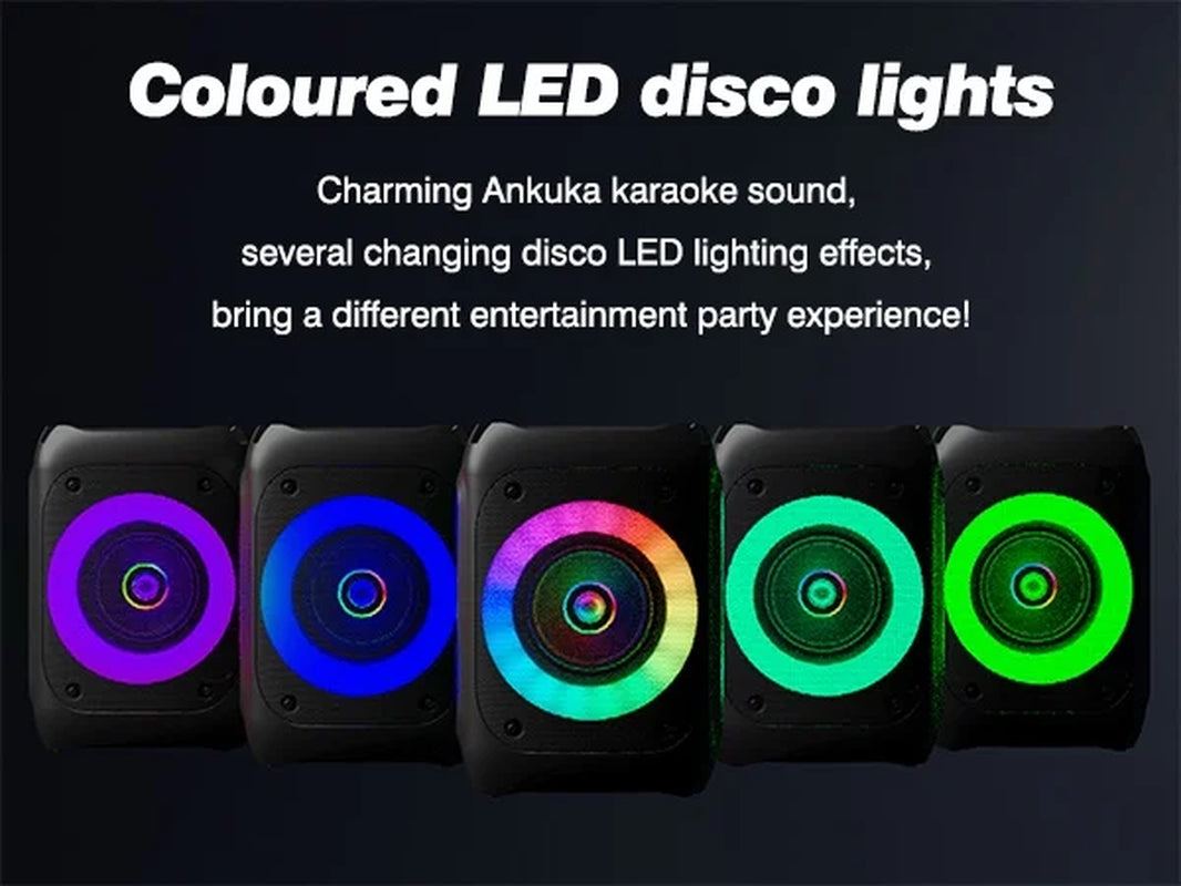 RGB Lights Karaoke Machine with Two Microphones