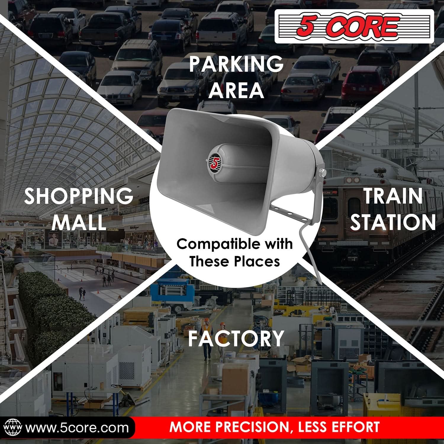 5 Core PA Horn Speaker Outdoor 6" X 10" Siren Loudspeaker 200W PMPO Loud Driver Horn