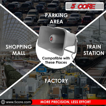 5 Core PA Horn Speaker Outdoor 6" X 10" Siren Loudspeaker 200W PMPO Loud Driver Horn