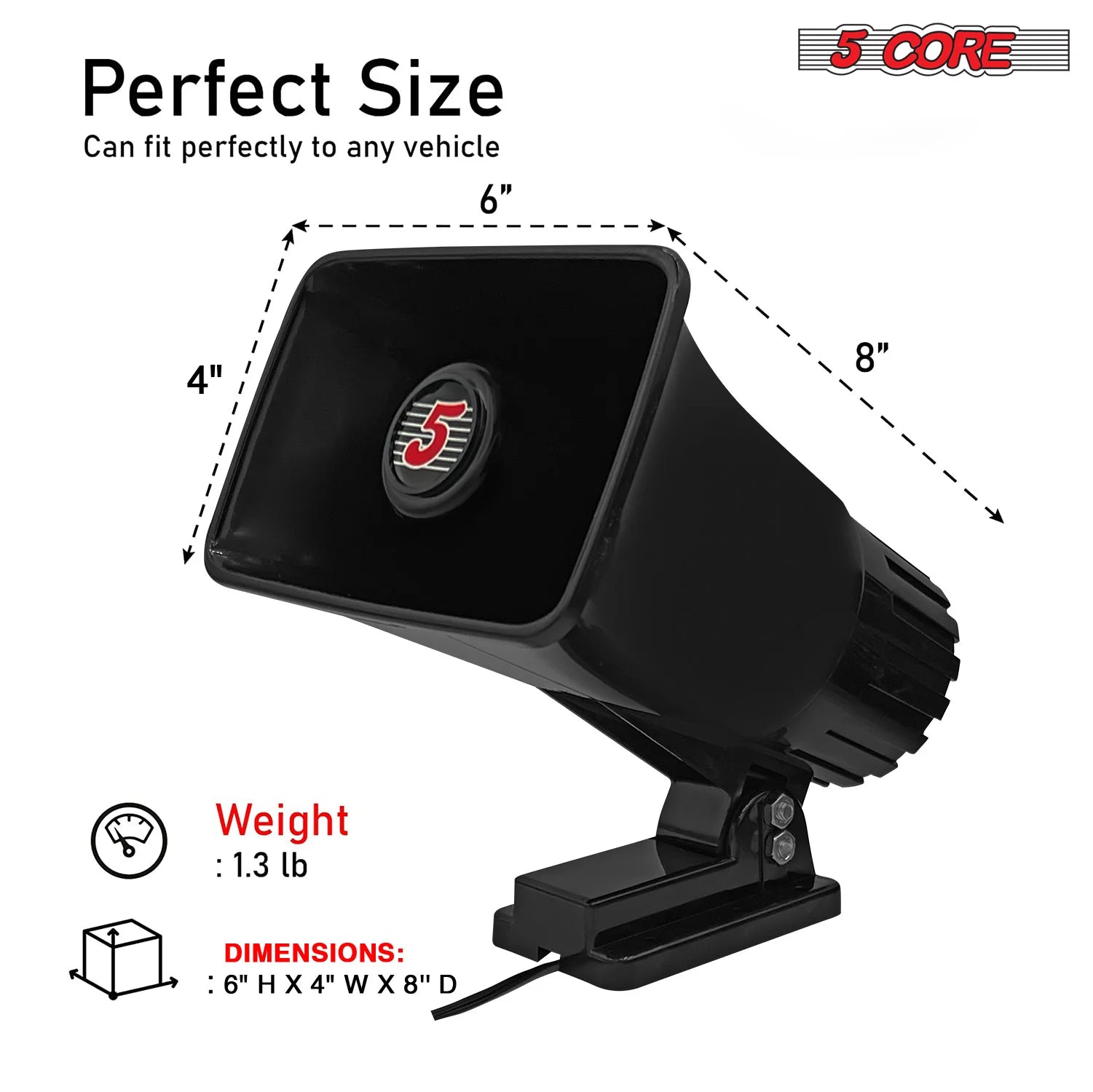 5Core Indoor Outdoor PA Horn Speaker 6 X 4 Inch Loud PA System 8Ohm 50W Loud Siren
