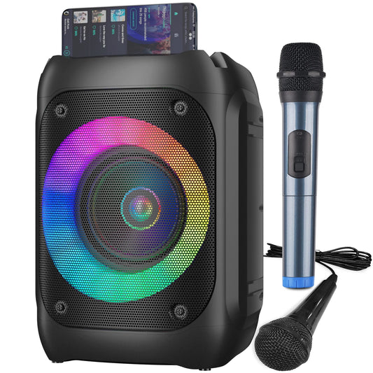 RGB Lights Karaoke Machine with Two Microphones