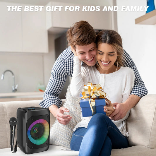 RGB Lights Karaoke Machine with Two Microphones