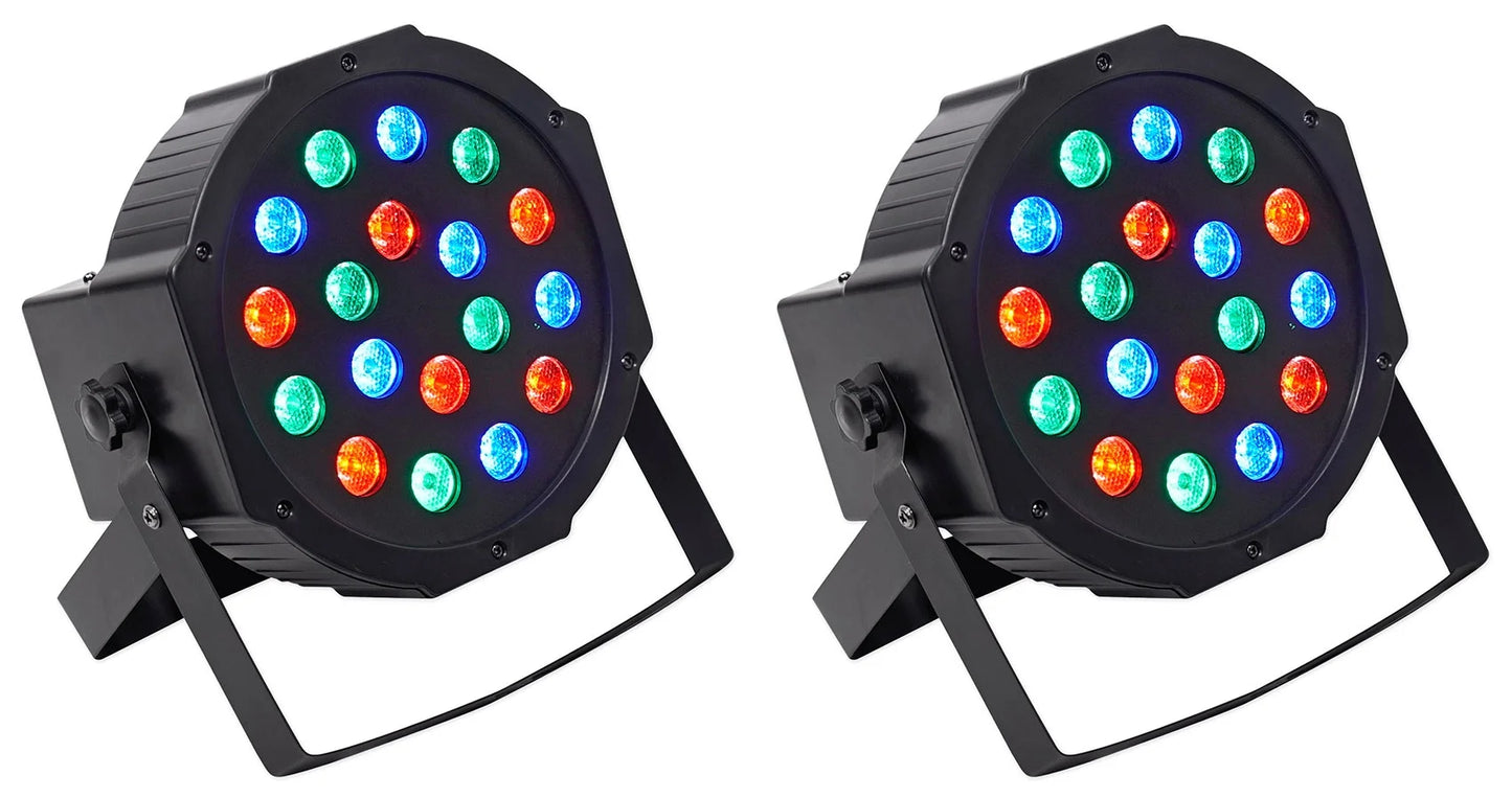 (2)  Rockpar50 LED RGB Compact Par Can Dj/Club DMX Wash Lights