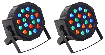 (2)  Rockpar50 LED RGB Compact Par Can Dj/Club DMX Wash Lights