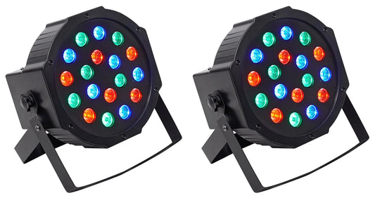 (2)  Rockpar50 LED RGB Compact Par Can Dj/Club DMX Wash Lights