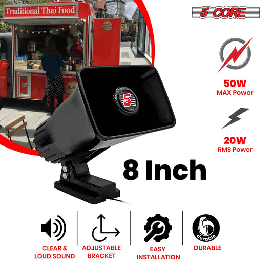 5Core Indoor Outdoor PA Horn Speaker 6 X 4 Inch Loud PA System 8Ohm 50W Loud Siren